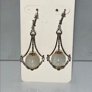 NWOT Genuine Michael Vallatutti Aquamarine Garnet Quartz Crystal Drop Earrings